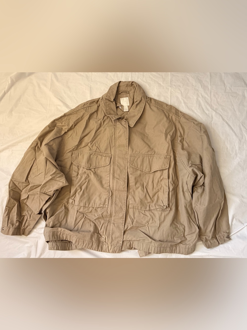 H&M Men's Khaki Field Jacket with Front Pockets